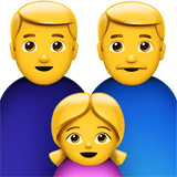 Hvordan Familie: mand, mand og pige emoji ser ud på Apple.