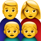 Como o emoji do Família: homem, mulher, menino e menino é exibido no Apple.