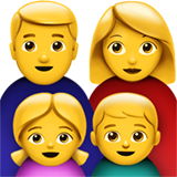 Como o emoji do Família: homem, mulher, menina e menino é exibido no Apple.