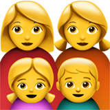 Hvordan Familie: kvinde, kvinde, pige og dreng emoji ser ud på Apple.