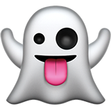 Bagaimana Hantu emoji terlihat di Apple.