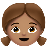 A quoi ressemblent les emoji Fille: peau légèrement mate sur Apple.