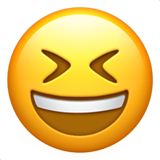 Cómo se ve el emoji Cara sonriendo con los ojos cerrados en Apple.