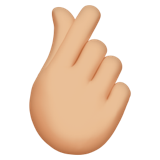 Hur Hand med tummen och pekfingret korsade: mellanljus hy emoji ser ut på Apple.