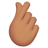 A quoi ressemblent les emoji Main avec index et pouce croisés : peau légèrement mate sur Apple.