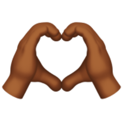 Bagaimana emoji Tangan berbentuk hati: ton kulit sederhana gelap kelihatan di Apple.