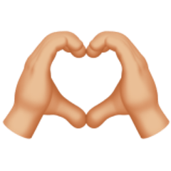 How Heart Hands: Medium-Light Skin Tone emoji looks on Apple.