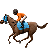 How Horse Racing: Dark Skin Tone emoji looks on Apple.