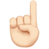 Wie Nach oben weisender Zeigefinger von vorne: helle Hautfarbe Emoji auf Apple aussieht.