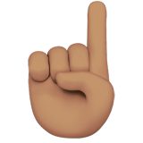 Wie Nach oben weisender Zeigefinger von vorne: mittlere Hautfarbe Emoji auf Apple aussieht.