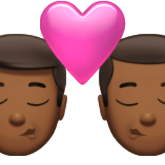 Πώς φαίνεται το emoji Φιλί: άντρας, άντρας, μεσαίος-σκούρος τόνος δέρματος στο Apple.