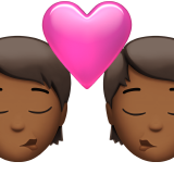 How Kiss: Medium-Dark Skin Tone emoji looks on Apple.