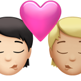 Bagaimana Berciuman: dewasa, dewasa, warna kulit cerah, warna kulit cerah-sedang emoji terlihat di Apple.