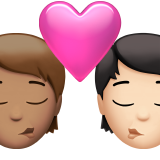 How Kiss: Person, Person, Medium Skin Tone, Light Skin Tone emoji looks on Apple.