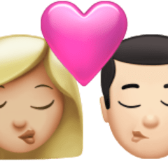 Πώς φαίνεται το emoji Φιλί: γυναίκα, άντρας, μεσαίος-ανοιχτόχρωμος τόνος δέρματος, ανοιχτόχρωμος τόνος δέρματος στο Apple.