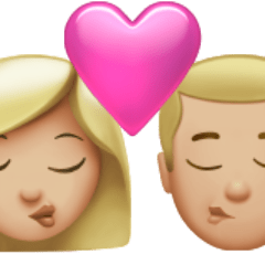 איך נשיקה: אישה, איש, גוון עור בהיר בינוני emoji נראה על Apple.