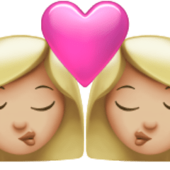 Come Bacio tra coppia: donna, donna e carnagione abbastanza chiara emoji appare su Apple.