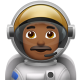 Bagaimana Antariksawan pria: warna kulit gelap-sedang emoji terlihat di Apple.