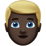 How Man: Dark Skin Tone, Blond Hair emoji looks on Apple.