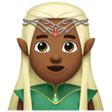 Como o emoji do Elfo homem: pele morena escura é exibido no Apple.