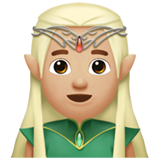 Como o emoji do Elfo homem: pele morena clara é exibido no Apple.