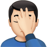 How Man Facepalming: Light Skin Tone emoji looks on Apple.