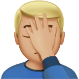 How Man Facepalming: Medium-Light Skin Tone emoji looks on Apple.