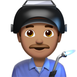 How Man Factory Worker: Medium Skin Tone emoji looks on Apple.