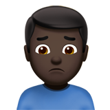 How Man Frowning: Dark Skin Tone emoji looks on Apple.