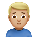 Jak wygląda emoji Zachmurzony mężczyzna: karnacja średnio jasna w Apple.