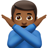 How Man Gesturing NO: Medium-Dark Skin Tone emoji looks on Apple.