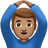 Wie Mann mit Händen auf dem Kopf: mittlere Hautfarbe Emoji auf Apple aussieht.