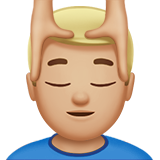 A quoi ressemblent les emoji Homme qui se fait masser: peau moyennement claire sur Apple.