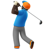 Cómo se ve el emoji Hombre jugando al golf: tono de piel oscuro en Apple.