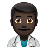 How Man Health Worker: Dark Skin Tone emoji looks on Apple.