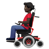 A quoi ressemblent les emoji Homme en fauteuil motorisé: peau foncée sur Apple.