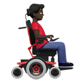 How Man in Motorized Wheelchair Facing Right: Dark Skin Tone emoji looks on Apple.