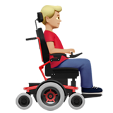 How Man in Motorized Wheelchair Facing Right: Medium-Light Skin Tone emoji looks on Apple.