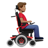 How Man in Motorized Wheelchair Facing Right: Medium Skin Tone emoji looks on Apple.