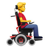 How Man in Motorized Wheelchair Facing Right emoji looks on Apple.