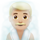 A quoi ressemblent les emoji Homme au hammam: peau moyennement claire sur Apple.