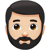 How Man: Light Skin Tone, Beard emoji looks on Apple.