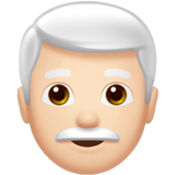 Hur Man: ljus hy, vithårig emoji ser ut på Apple.