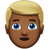 How Man: Medium-Dark Skin Tone, Blond Hair emoji looks on Apple.