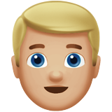 Come Uomo biondo: carnagione abbastanza chiara emoji appare su Apple.