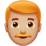 How Man: Medium-Light Skin Tone, Red Hair emoji looks on Apple.