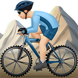 Come Ciclista uomo di mountain bike: carnagione chiara emoji appare su Apple.