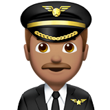 A quoi ressemblent les emoji Pilote homme: peau légèrement mate sur Apple.