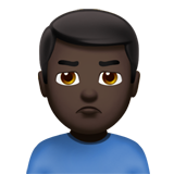 Bagaimana emoji Lelaki mencebik: ton kulit gelap kelihatan di Apple.