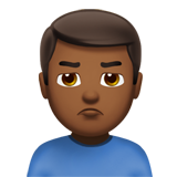 Bagaimana emoji Lelaki mencebik: ton kulit sederhana gelap kelihatan di Apple.